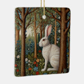 Ornement En Céramique Elégant retro boho blanc lapin boisé fleurs (Droite)