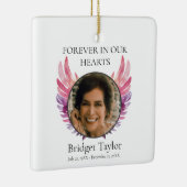 Ornement En Céramique Élégant rose et violets Ange Ailes Mémorial Photo (Droite)