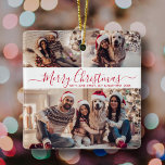 Ornement En Céramique Elégant Rouge Blanc 3 Photo Collage Noël<br><div class="desc">Calligraphie moderne simple élégante Rouge et blanc 3 Photo Collage Joyeux Script de Noël Ornement céramique. Cet Ornement festif, minimaliste, fantasque de trois vacances photo présente un joli montage photo grille et dit "Joyeux Noël"! Le texte "Joyeux Noël" est écrit dans un script de police tourbillonnant en rouge sur un...</div>