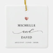 Ornement En Céramique Élégant script minimal Rose Gold Heart Mariage (Devant)
