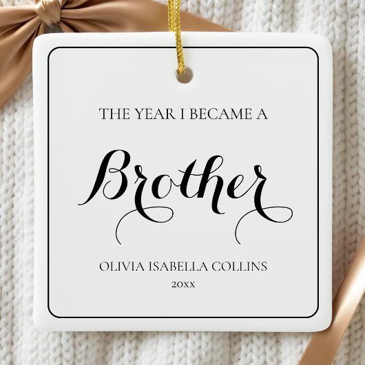 Ornement En Céramique Elégant Simple Noir Moderne 1er Noël Frère