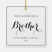 Ornement En Céramique Elégant Simple Noir Moderne 1er Noël Frère (Dos)