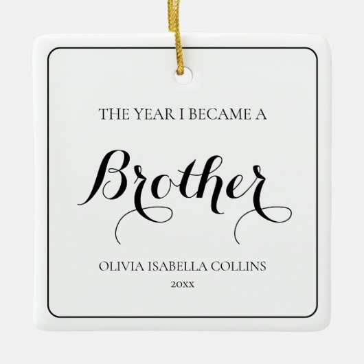 Ornement En Céramique Elégant Simple Noir Moderne 1er Noël Frère (Devant)