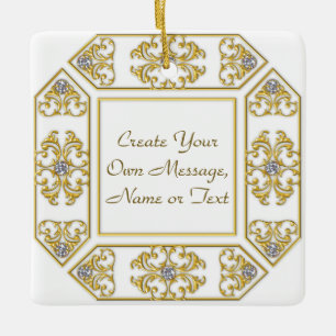 Ornement En Céramique Elégante bordure or ornementale avec Accent diaman