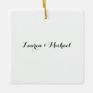 Ornement En Céramique Élégante calligraphie minimaliste mariage noir bla