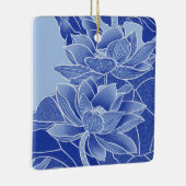 Ornement En Céramique Elégante Fleur Bleue Lotus Mandala Lily Chinoiseri (Droite)