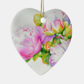 Ornement En Céramique Elégante peinture d'aquarelle blanche rose (Droite)