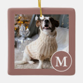 Ornement En Céramique Elégante photo Monogramme Brown et blanc (Devant)