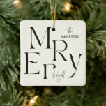 Ornement En Céramique Élégante typographie moderne de Noël joyeux<br><div class="desc">Moderne élégante typographie graphique minimaliste joyeuse noël. Une partie d'une collection de vacances audacieuse et amusante.</div>