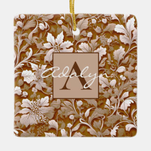 Ornement En Céramique Élégante vintage terre cuite boho fleurie