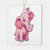 Ornement En Céramique Eléphant Bébé Rose Cute Avec Amour (Gauche)