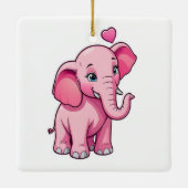 Ornement En Céramique Eléphant Bébé Rose Cute Avec Amour (Dos)