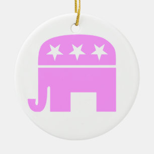 Ornement En Céramique Éléphant rose de symbole de GOP de femmes