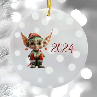 Ornement en céramique elf de Noël Goblin
