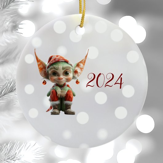 Ornement en céramique elf de Noël Goblin