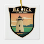 Ornement En Céramique Elk Neck State Park Maryland Vintage<br><div class="desc">Illustration du parc national Elk Neck State Park. Le parc est une aire de loisirs publique située entre la baie de Chesapeake et la rivière Elk,  près de l'extrémité sud de la péninsule Elk Neck.</div>