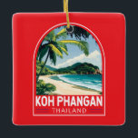 Ornement En Céramique Emblème d'art de voyage Koh Phangan Thaïlande<br><div class="desc">Koh Phangan design de déplacement vectoriel rétro. Ko Pha-ngan est une île du Golfe de Thaïlande dans la province de Surat Thani,  dans le sud de la Thaïlande.</div>