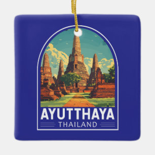 Ornement En Céramique Emblème d'Art Voyage Ayutthaya Thaïlande