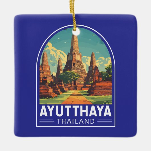 Ornement En Céramique Emblème d'Art Voyage Ayutthaya Thaïlande (Devant)