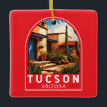 Ornement En Céramique Emblème de Tucson Arizona Travel Art<br><div class="desc">Conception de déplacement vectoriel rétro Tucson. Tucson est également connu pour son riche patrimoine culturel,  enraciné dans les influences espagnoles,  mexicaines et occidentales.</div>