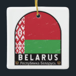 Ornement En Céramique Emblème du drapeau de la Biélorussie Vintage dépri<br><div class="desc">L'emblème en détresse de la Biélorussie arborant le drapeau et les armoiries.</div>