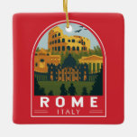 Ornement En Céramique Emblème Rome Italie Travel Retro<br><div class="desc">Design vectoriel du Colisée de Rome. Rome est située dans la partie centrale-ouest de la péninsule italienne,  dans le Latium,  le long des rives du Tibre.</div>