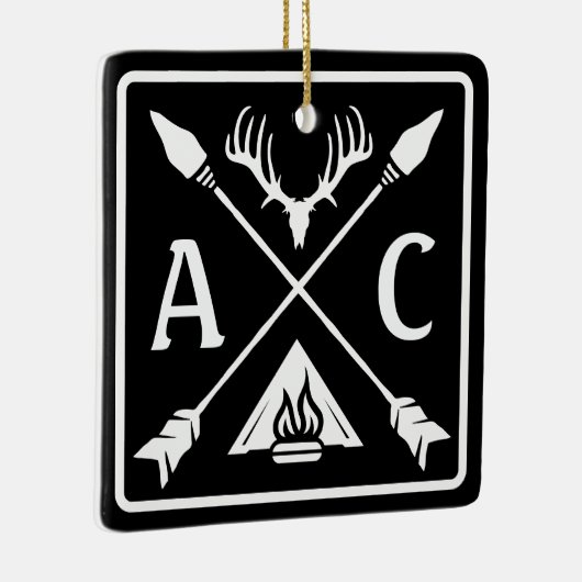 Ornement En Céramique Emblème Rustique Initiales Extérieures (Droite)