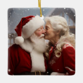 Ornement En Céramique Embrasser M. et Mme Père Noël (Devant)