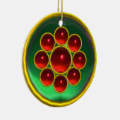 ORNEMENT EN CÉRAMIQUE EMERALD GREEN;RED RUBY GEMSTONE MON (Droite)