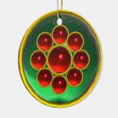 ORNEMENT EN CÉRAMIQUE EMERALD GREEN;RED RUBY GEMSTONE MON (Gauche)