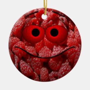 Ornement En Céramique Emoticon drôle de visage framboise
