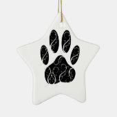 Ornement En Céramique Empreinte de patte Chien Noir Avec Flouris Blanc (Droite)