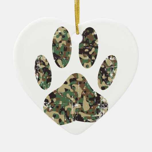 Ornement En Céramique Empreinte de patte de chien Camo en détresse (Devant)