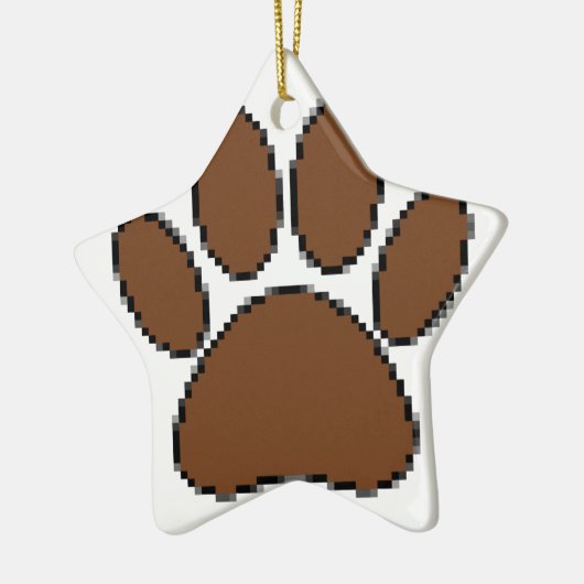 Ornement En Céramique Empreinte de patte Pixel Dog (Gauche)
