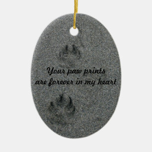 Ornement En Céramique Empreintes de pattes dans le mémorial d'animal