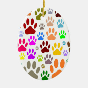 Ornement En Céramique Empreintes de pattes de chiens colorés partout