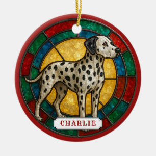 Ornement en céramique en cercle Chien dalmate