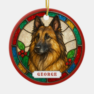 Ornement en céramique en cercle de chien Tervuren