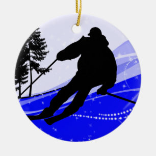 Ornement En Céramique En descendant sur la pente de ski