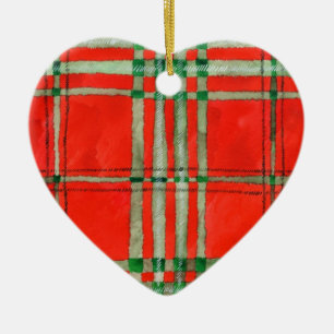 Ornement en céramique en forme de cœur en tartan r