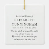 Ornement En Céramique En Mémoire Amoureuse Mémorial Simple (Dos)