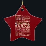 Ornement En Céramique Endroits célèbres de Virginia Beach, la Virginie<br><div class="desc">Belles attractions de liste de conception de typographie et endroits célèbres de Virginia Beach,  la Virginie. Grande mémoire et souvenir !</div>