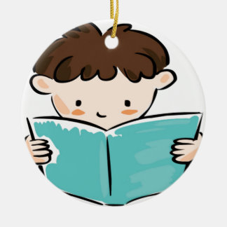 Ornement En Céramique Enfant lisant un livre
