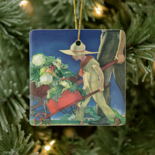 Ornement En Céramique Enfant vintage, Jardin biologique; Jardin de la Vi