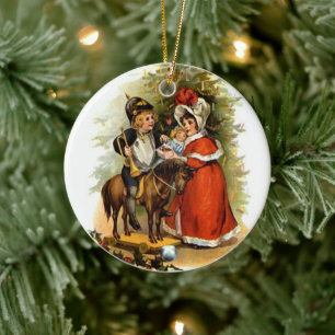 Ornement En Céramique Enfants de Noël Vintage