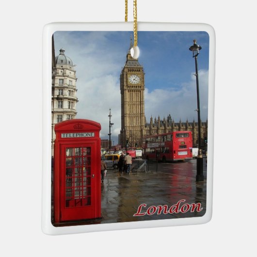 Ornement En Céramique ENG063 LONDRES BIG BEN, bus à impériale, (Droite)