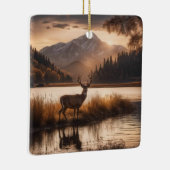 Ornement En Céramique Énorme cerf à cheval sur le lac Mountain (Droite)