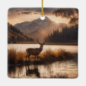 Ornement En Céramique Énorme cerf à cheval sur le lac Mountain (Dos)