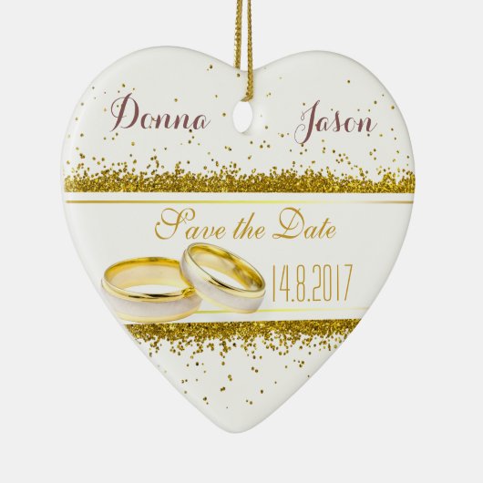 Ornement En Céramique Enregistrer la date Gold Parties scintillant annea (Droite)