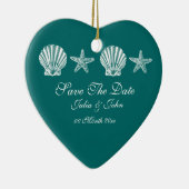 Ornement En Céramique Enregistrer le faire-part de thème de la plage Dat (Droite)